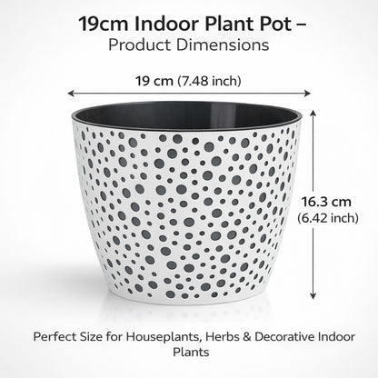 Flower Pot 19cm Decorative Modern Dotted Design Plastic Planter Round Plant Pot
