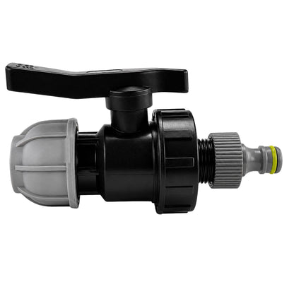 MDPE Pipe to Garden Hose Connector Kit with Flow Control Valve for 20mm, 25mm & 32mm Blue Water Pipe | Quick Connect Irrigation Fitting