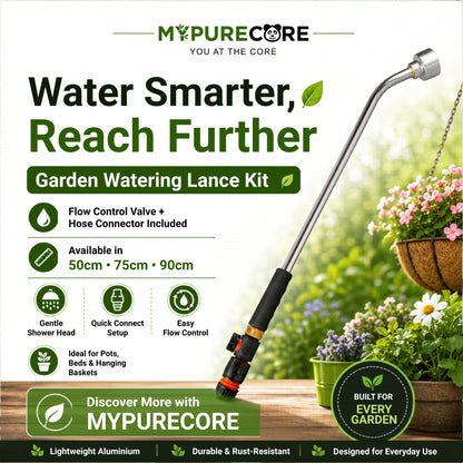 Watering Lance Kit 50cm 75cm 90cm Aluminium Garden Watering Wand with Flow Control Valve & Hose Connector for Plants, Pots, Borders, Raised Beds & Hanging Baskets