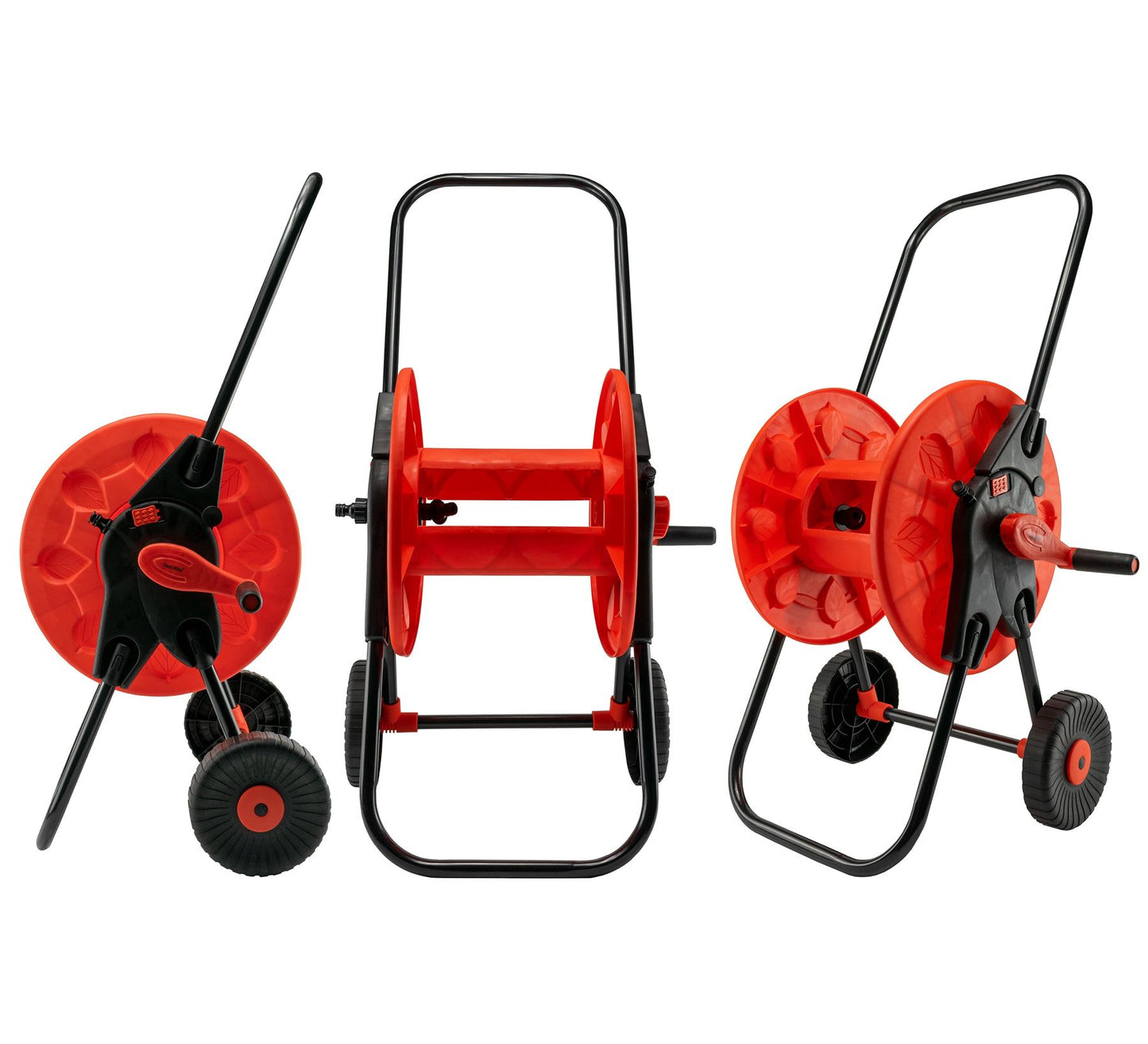 Hose Reel Cart with 30m Blue/Gray Garden Hose Pipe Watering Kit – Portable Wheeled Hose Trolley with Spray Nozzle, Connectors & Outdoor Irrigation Set