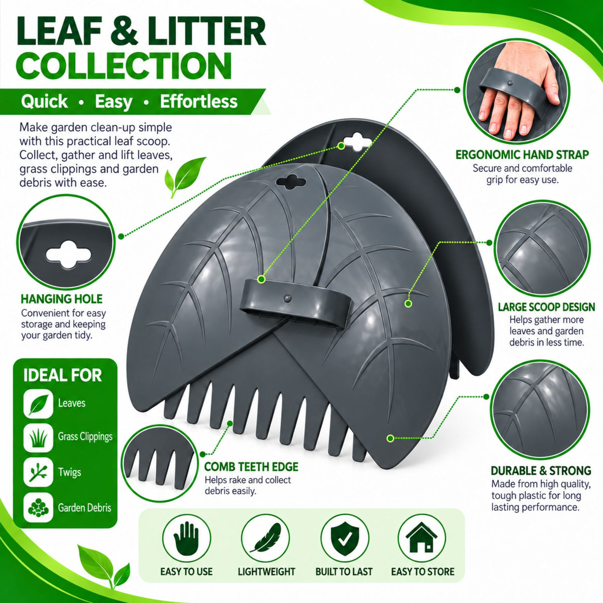 Leaf Grabber Garden Leaf Rake Garden Tool Pair Outdoor Garden Hands