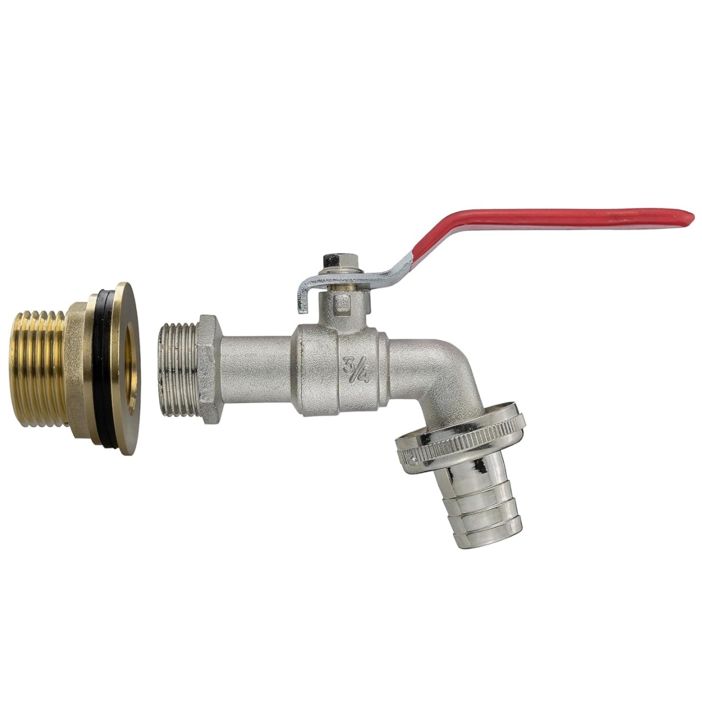 Water Butt Brass Kit 3/4" BSP to 1/2" – Heavy-Duty Brass Tank Connector with PTFE Tape & Lever Tap Options – Rainwater Harvesting, Barrels & IBC Containers