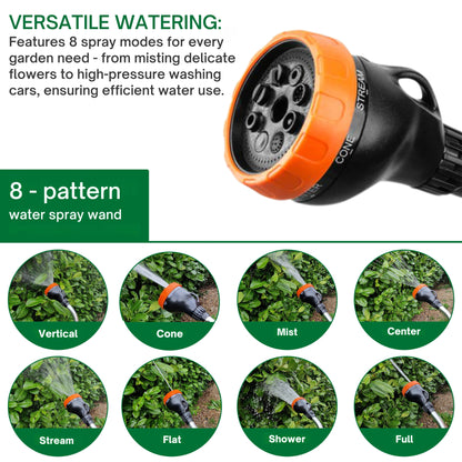 MYPURECORE 8-Function Telescopic Watering Lance 83cm - Metal Sprayer for Garden & Car