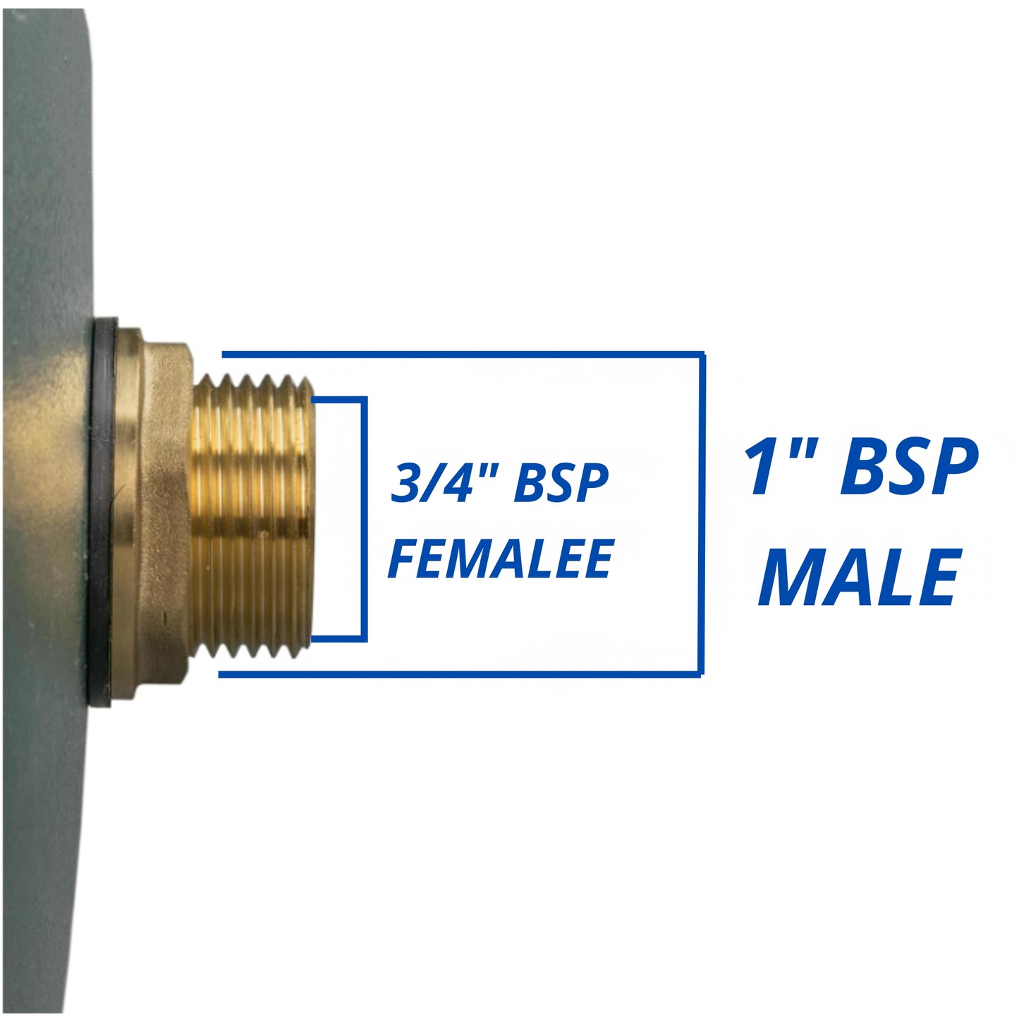 Solid Brass Water Butt Outlet Connector Threaded Adaptor with Washers, Nut & PTFE Tape for Rain Barrels, Tanks & Water Storage Systems