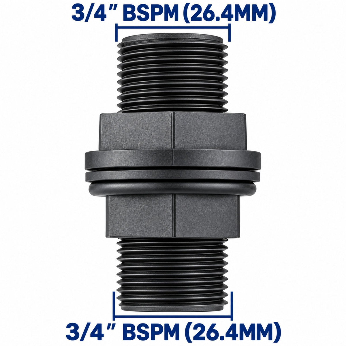 Water Butt Tank Connector MDPE Elbow to 3/4in BSP Pipe Fitting with Nut & Washer