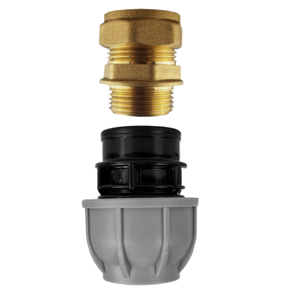 MDPE Compression Fittings to Copper Adaptor Sets - Straight, Elbow, Tee, Valve - 15mm 22mm 28mm 32mm Brass Compression