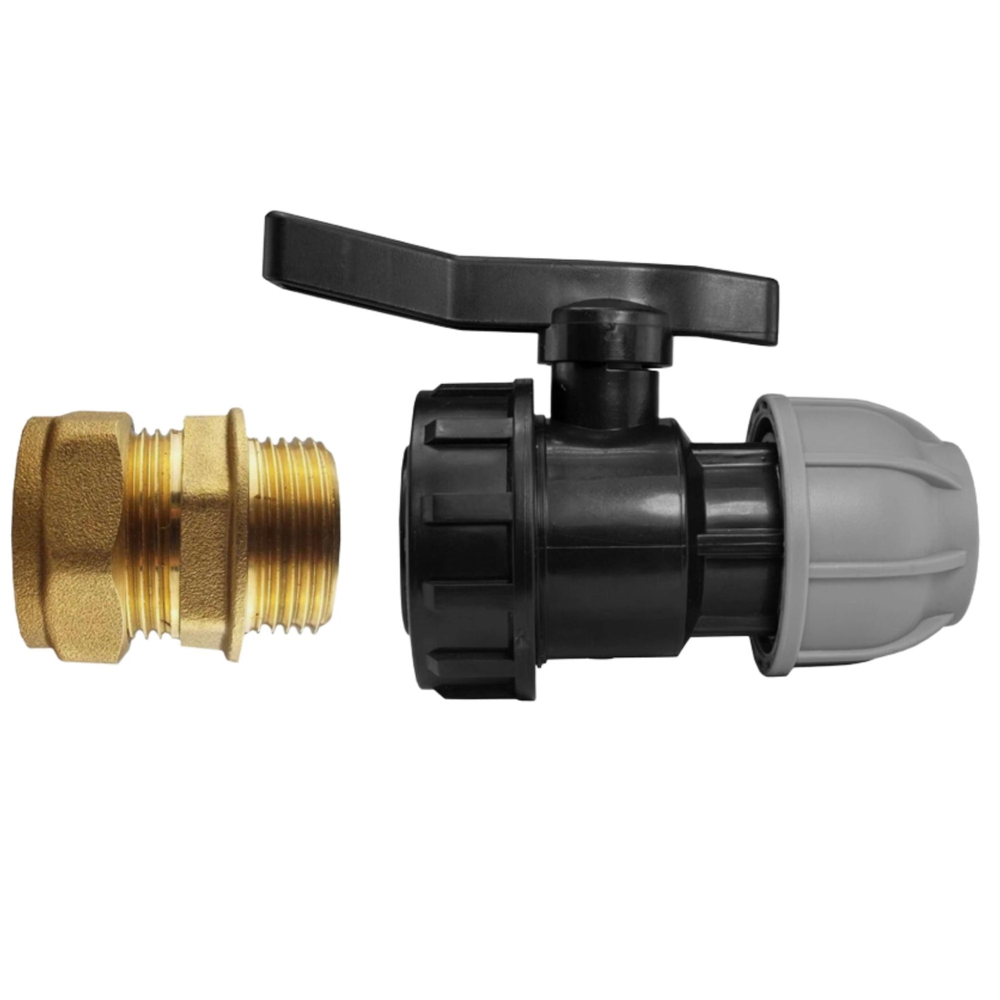 MDPE Compression Fittings to Copper Adaptor Sets - Straight, Elbow, Tee, Valve - 15mm 22mm 28mm 32mm Brass Compression