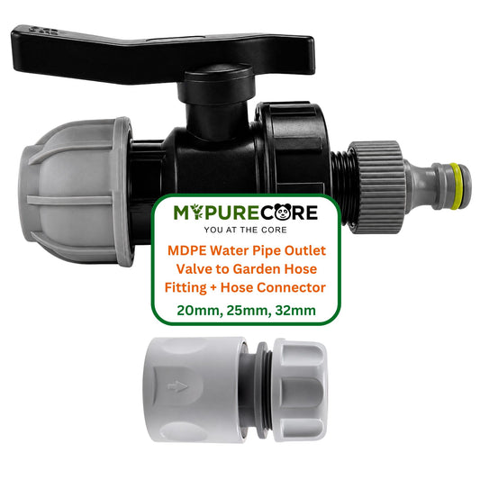 MDPE Water Pipe Outlet Valve with Garden Hose Connector | 20mm 25mm 32mm Irrigation Fitting