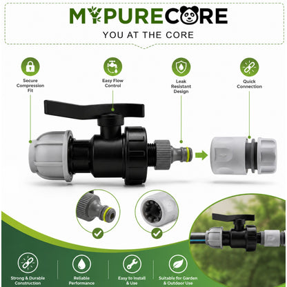 MDPE Water Pipe Outlet Valve with Garden Hose Connector | 20mm 25mm 32mm Irrigation Fitting