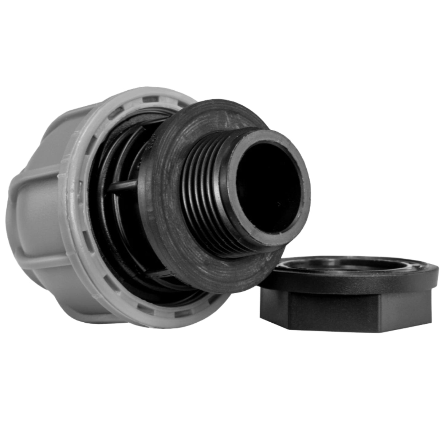 MDPE Water Tank Outlet Fitting with Nut & Washer – 20mm & 25mm Pipe Connector
