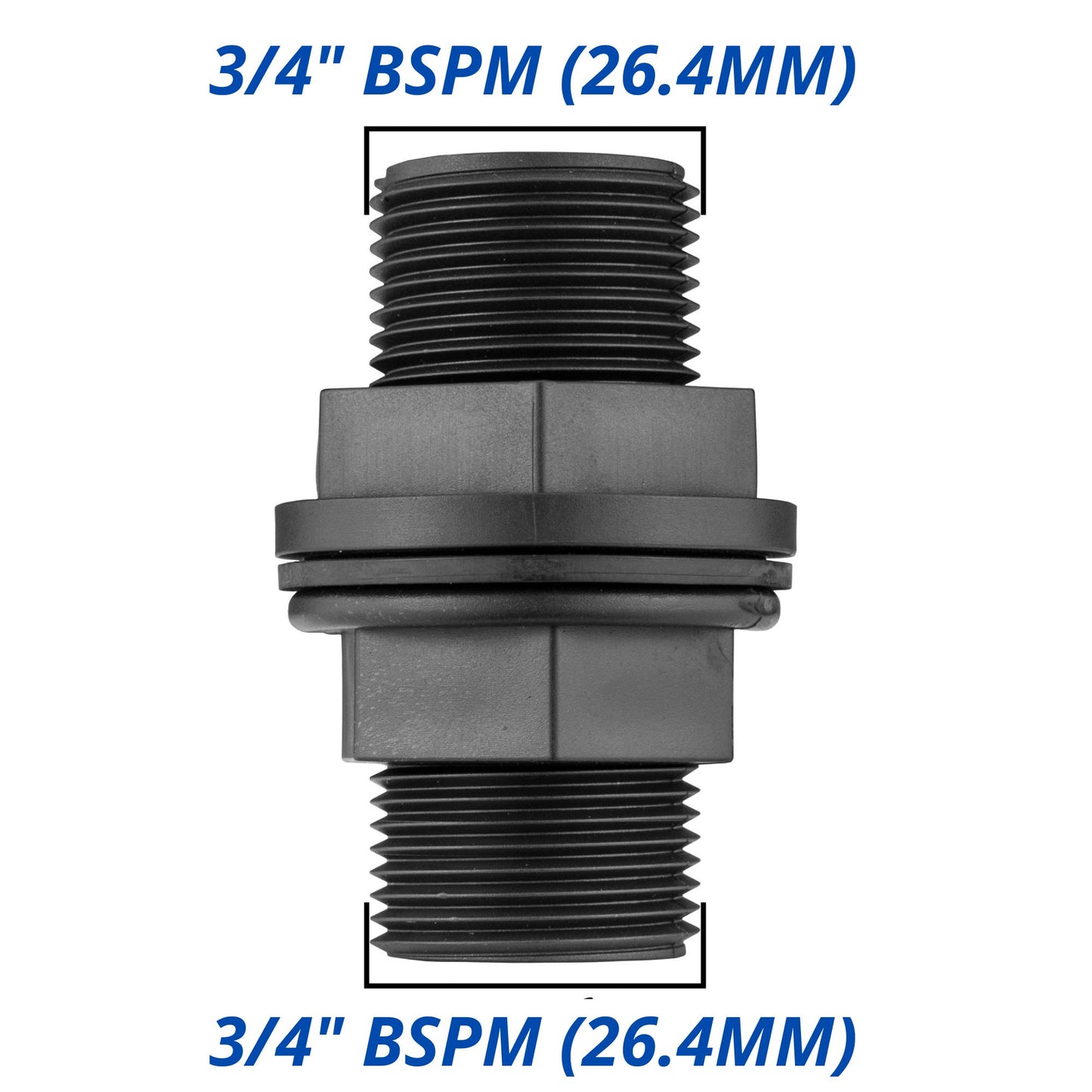 Water Butt Connector Kit 3/4" BSP with Full Flow PP Ball Valve & MDPE Straight Compression Fitting 20mm 25mm 32mm for Rainwater Tanks & Irrigation