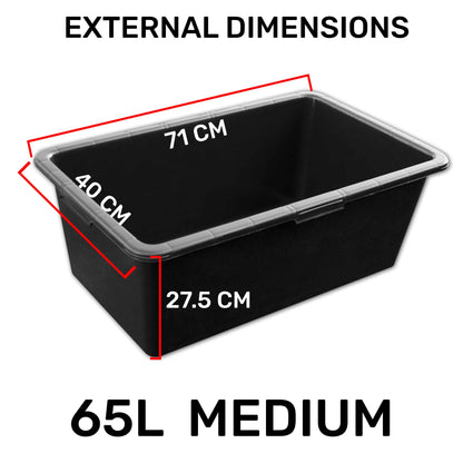 Black Mixing Tub Heavy Duty Rectangular Plastic Utility Container for Mortar Plaster Gardening Storage DIY Use Durable Multi Purpose Tray for Builders Home Garden Workshop