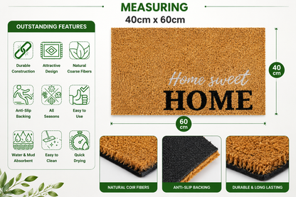 Halloween Coir Door Mat – Non-Slip, Absorbent, Eco-Friendly – 3 Spooky Designs