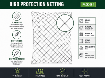 Bird Netting Bird Protection Garden Net Pond Cover Multiple Sizes 15mm Mesh