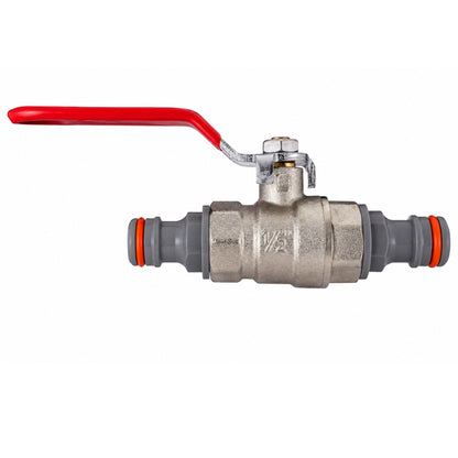 Garden Hose Inline Metal Tap Valve 1/2" with 2 Connectors & PTFE Tape | Water Shut Off Ball Valve for Irrigation, Sprinklers & Hosepipes