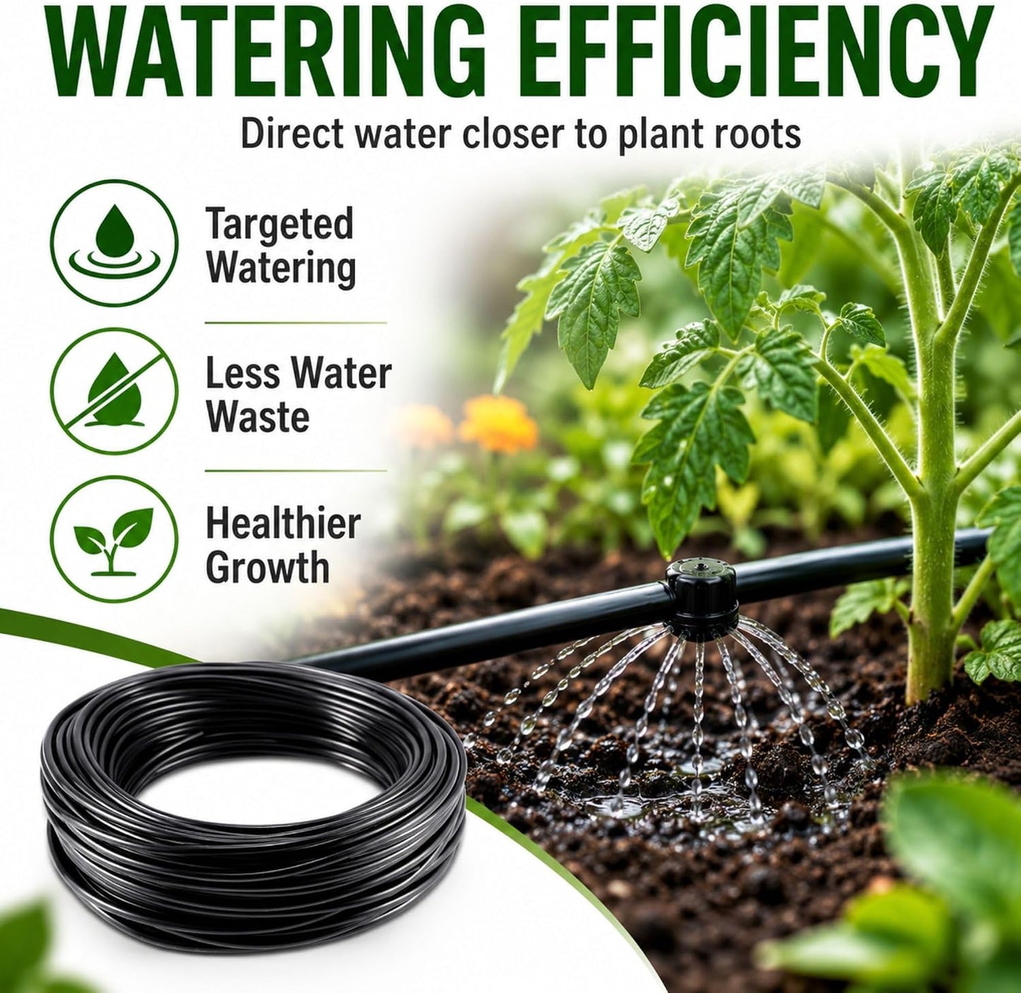 Micro Irrigation Water Pipe Tube – 50m Black Micro Tube 4mm / 6mm – Premium Hose for Garden Watering Systems