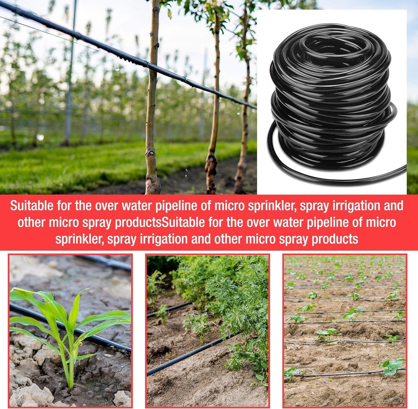 Micro Irrigation Water Pipe Tube – 50m Black Micro Tube 4mm / 6mm – Premium Hose for Garden Watering Systems