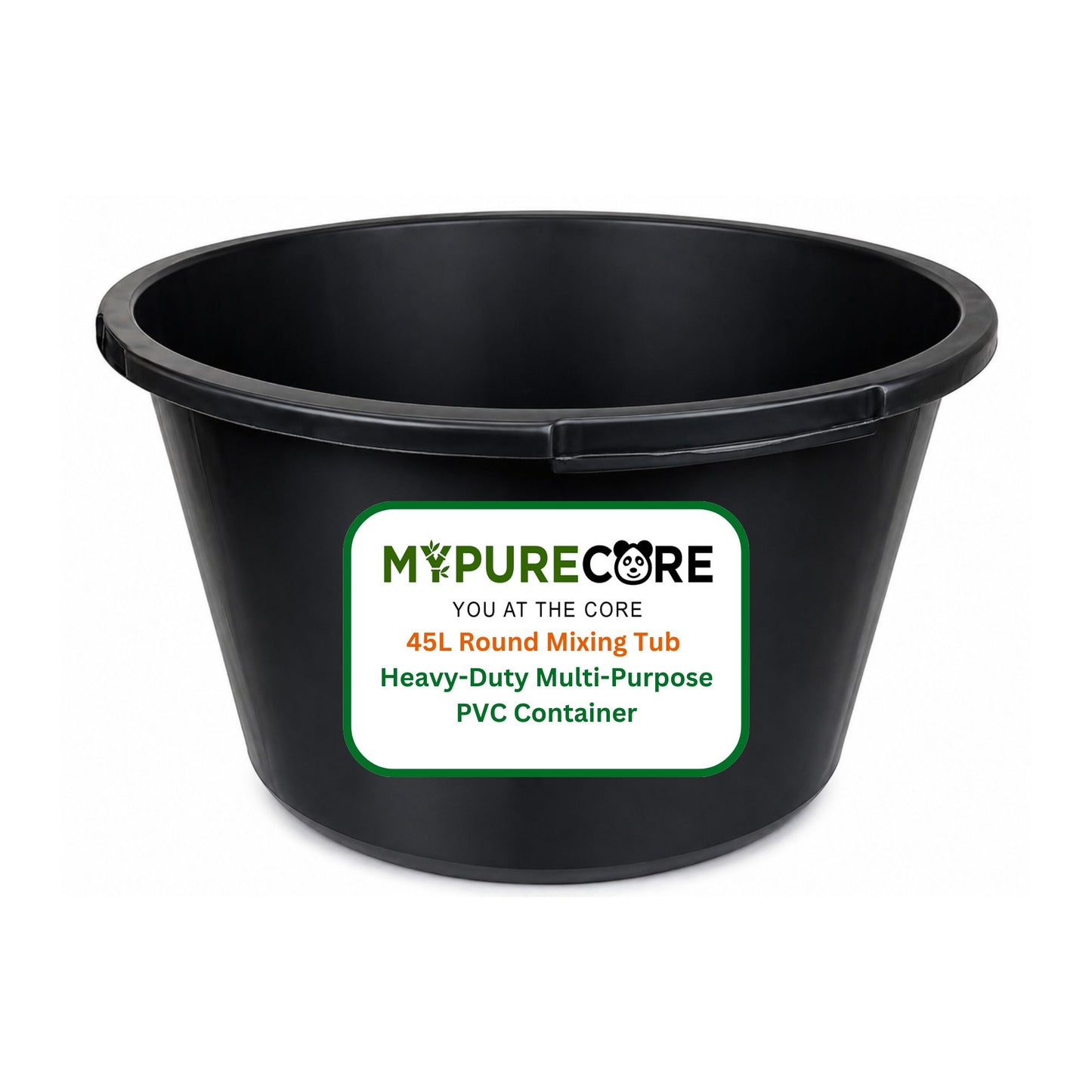 Round Mixing Tub Heavy Duty Plastic Utility Tub - Multi-Purpose PVC Container for Mortar, Plaster, Cement, Fillers, Gardening, Storage & DIY (45L / 65L / 90L)