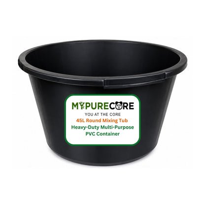 Round Mixing Tub Heavy Duty Plastic Utility Tub - Multi-Purpose PVC Container for Mortar, Plaster, Cement, Fillers, Gardening, Storage & DIY (45L / 65L / 90L)