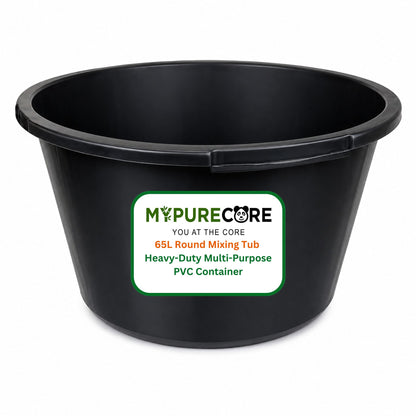 Round Mixing Tub Heavy Duty Plastic Utility Tub - Multi-Purpose PVC Container for Mortar, Plaster, Cement, Fillers, Gardening, Storage & DIY (45L / 65L / 90L)