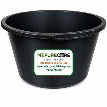 Round Mixing Tub Heavy Duty Plastic Utility Tub - Multi-Purpose PVC Container for Mortar, Plaster, Cement, Fillers, Gardening, Storage & DIY (45L / 65L / 90L)