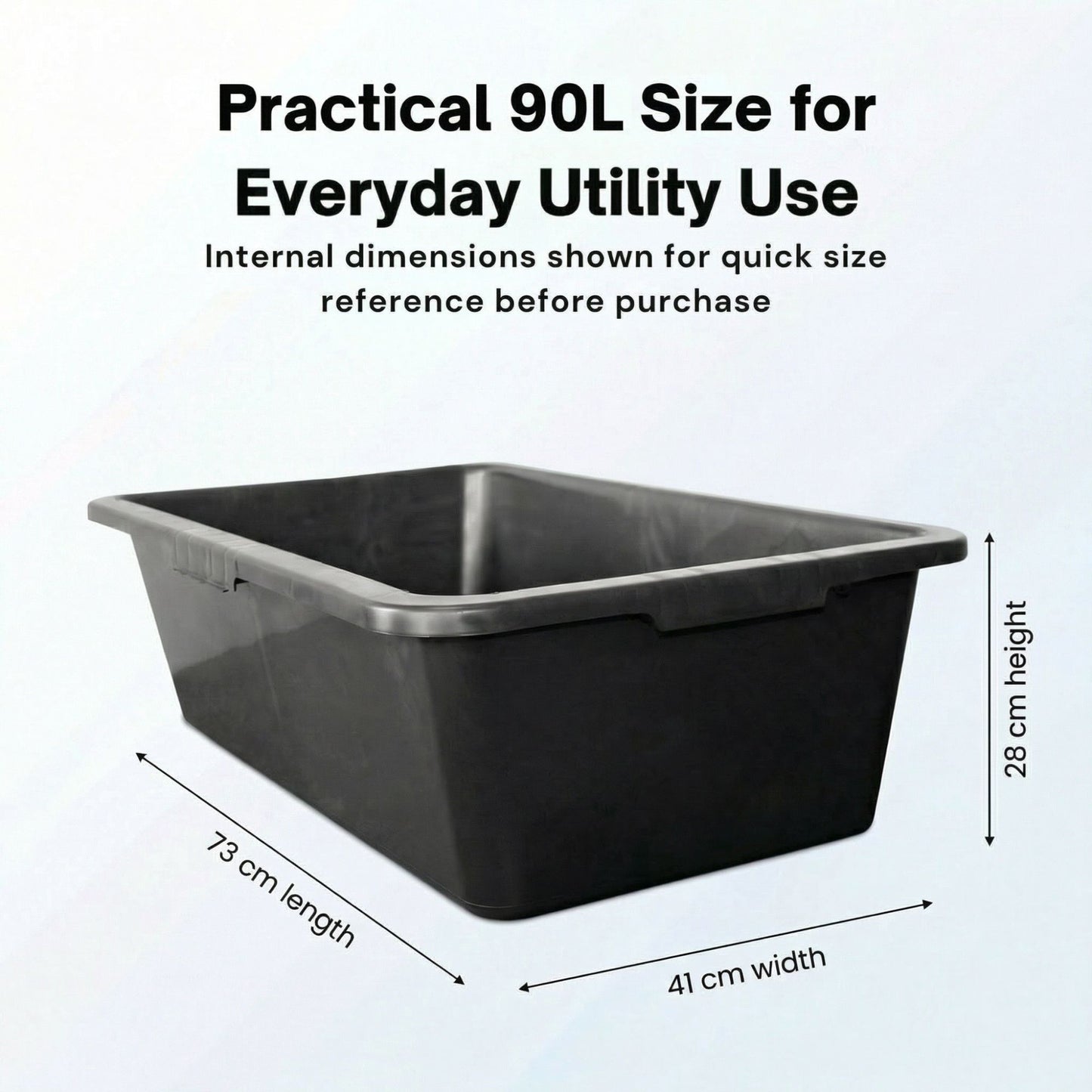 Black Mixing Tub Heavy Duty Rectangular Plastic Utility Container for Mortar Plaster Gardening Storage DIY Use Durable Multi Purpose Tray for Builders Home Garden Workshop
