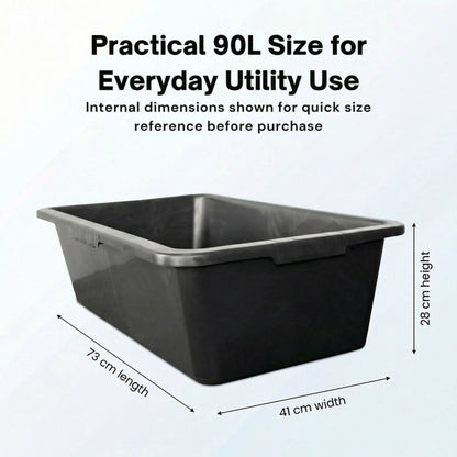 Black Mixing Tub Heavy Duty Rectangular Plastic Utility Container for Mortar Plaster Gardening Storage DIY Use Durable Multi Purpose Tray for Builders Home Garden Workshop
