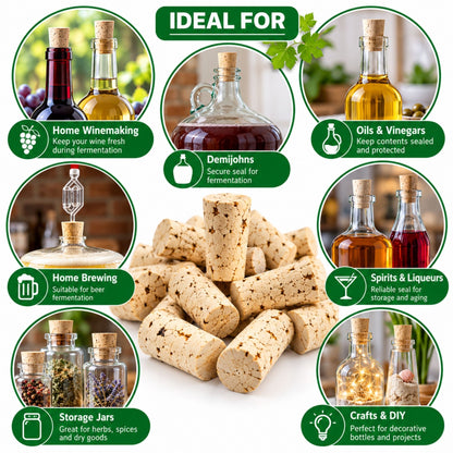 Cork Bottle Stoppers 23/18mm Tapered Natural Cork Bungs Wine Brewing Demijohn Seal 10-50 Pack