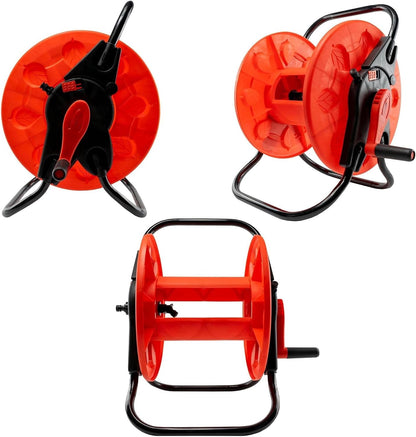 Garden Hose Reel Cart 60m with Crank Handle & Hose Connectors | Heavy Duty Steel Frame | Holds 1/2" Hose | Easy Tool-Free Assembly