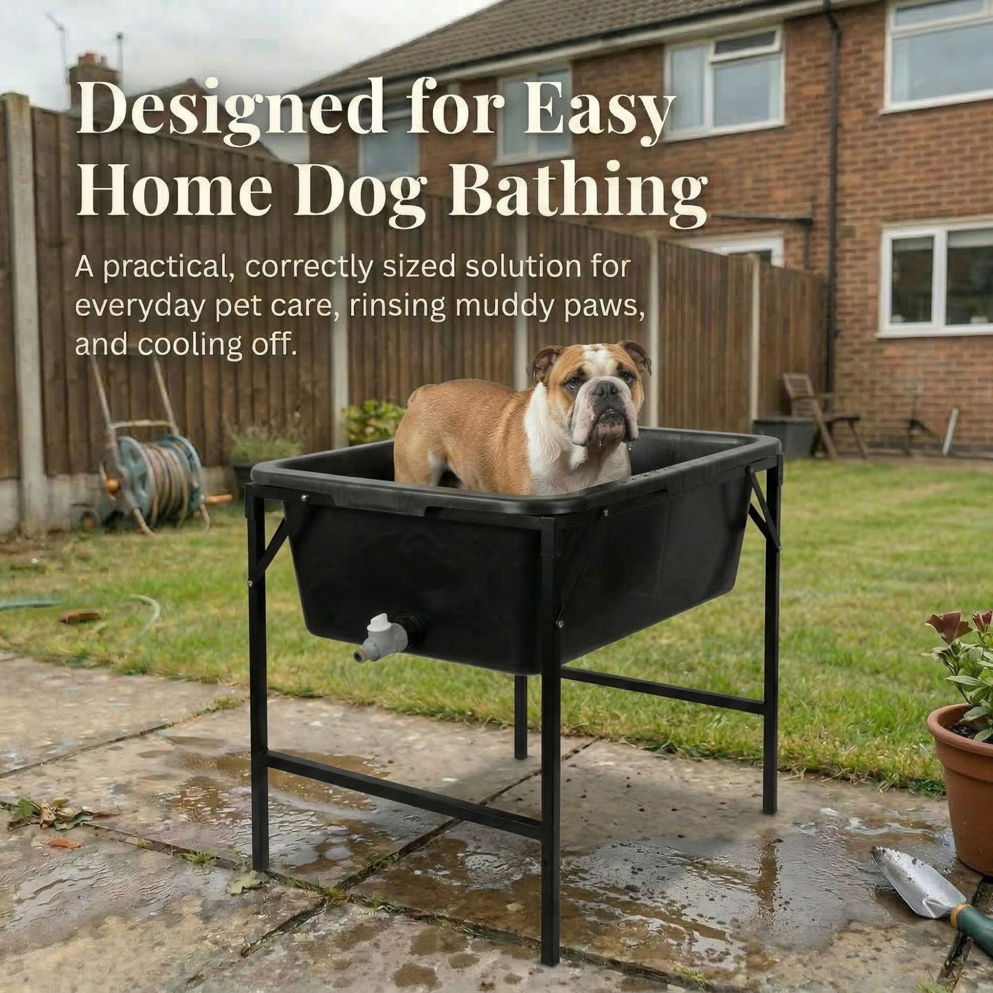 Dog Bath Tub Pet Bath Pool with Drain Plug and Hose Connector Durable Plastic Dog Washing Tub for Indoor Outdoor Use Pet Grooming Cooling Pool Easy Clean Multi Purpose Design