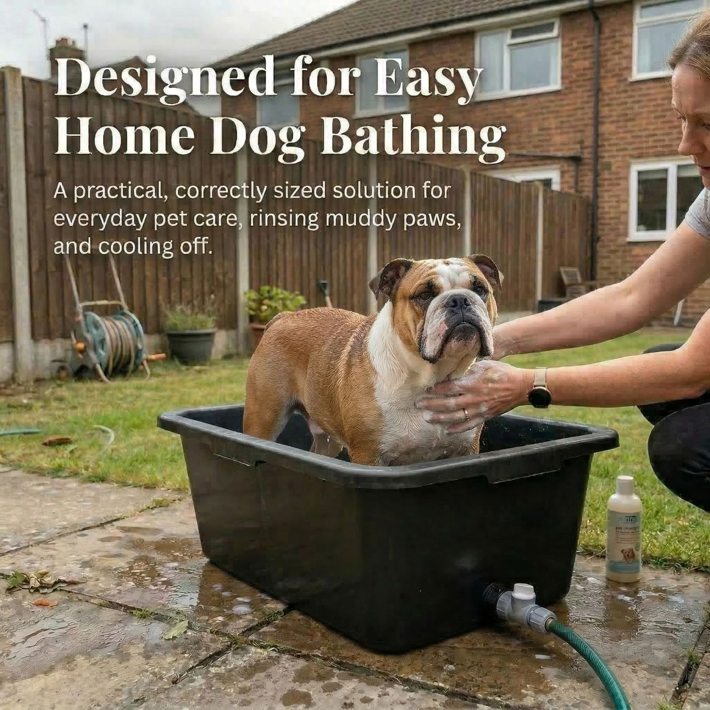 Dog Bath Tub Pet Bath Pool with Drain Plug and Hose Connector Durable Plastic Dog Washing Tub for Indoor Outdoor Use Pet Grooming Cooling Pool Easy Clean Multi Purpose Design