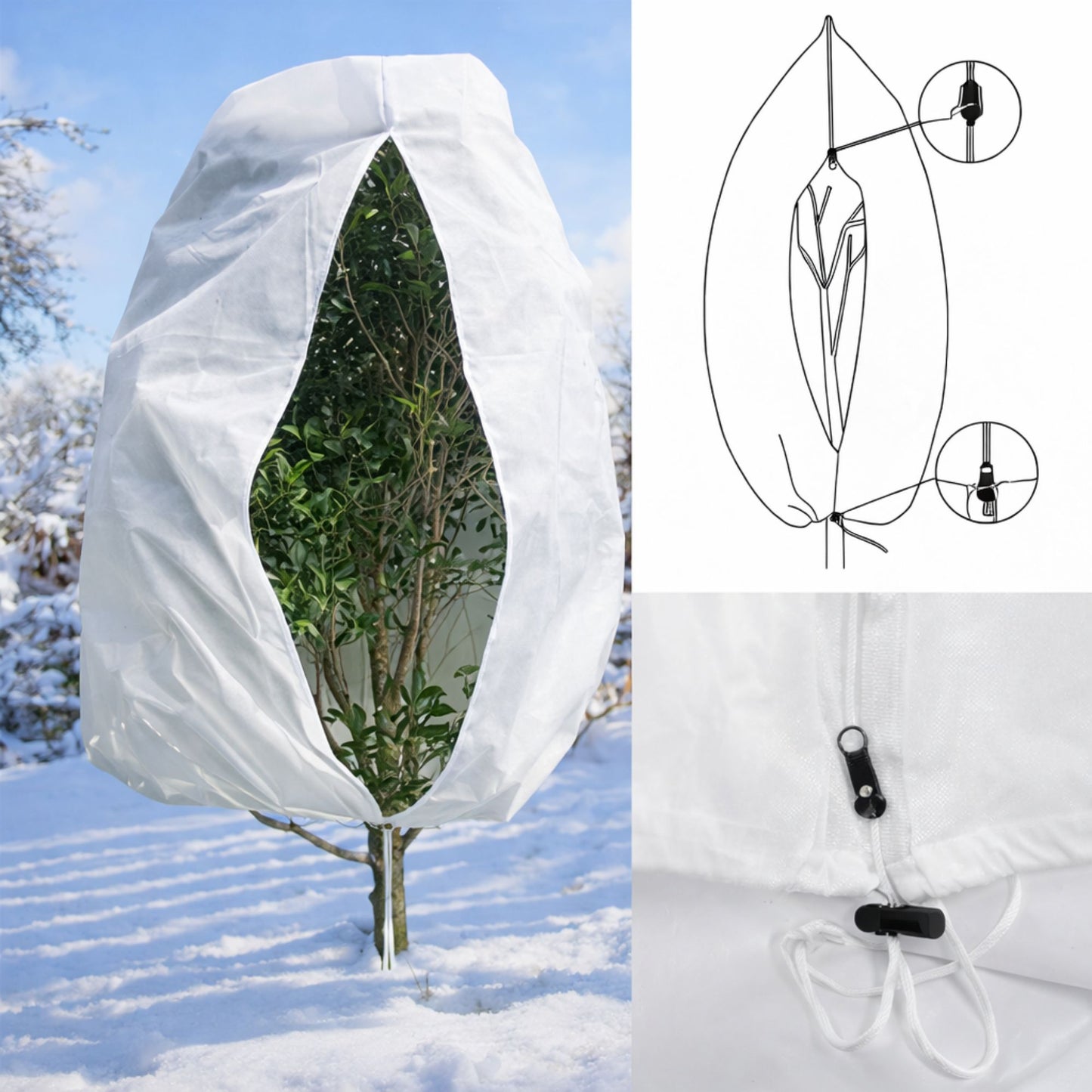 Plant Protection Cover 50GSM with Zipper & Drawstring Frost Guard Sack