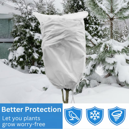 Winter Plant Protection Hood Cover 50GSM Fleece Frost Sack Drawstring