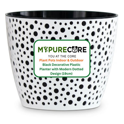 Flower Pot 19cm Decorative Modern Dotted Design Plastic Planter Round Plant Pot