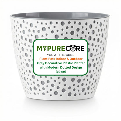 Flower Pot 19cm Decorative Modern Dotted Design Plastic Planter Round Plant Pot