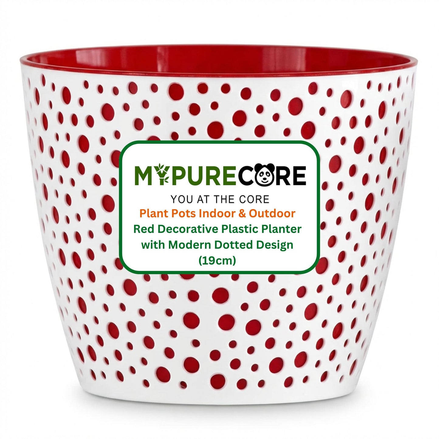 Flower Pot 19cm Decorative Modern Dotted Design Plastic Planter Round Plant Pot