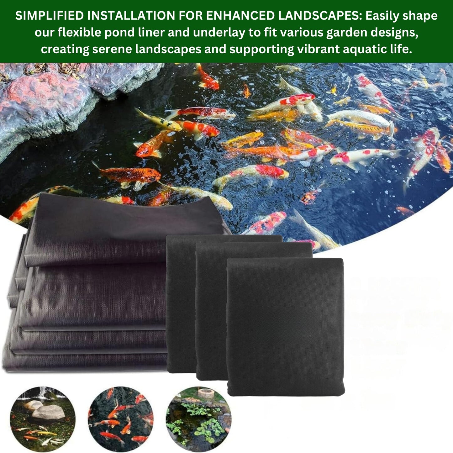 Pond Liner & Underlay Set – HDPE Material, UV & Tear Resistant, Waterproof - Perfect for Small to Large Water Gardens, Wildlife Ponds, and Decorative Features