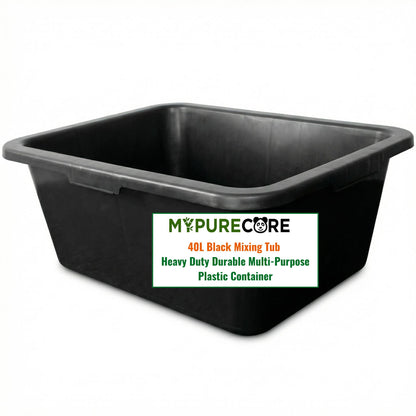 Black Mixing Tub Heavy Duty Rectangular Plastic Utility Container for Mortar Plaster Gardening Storage DIY Use Durable Multi Purpose Tray for Builders Home Garden Workshop