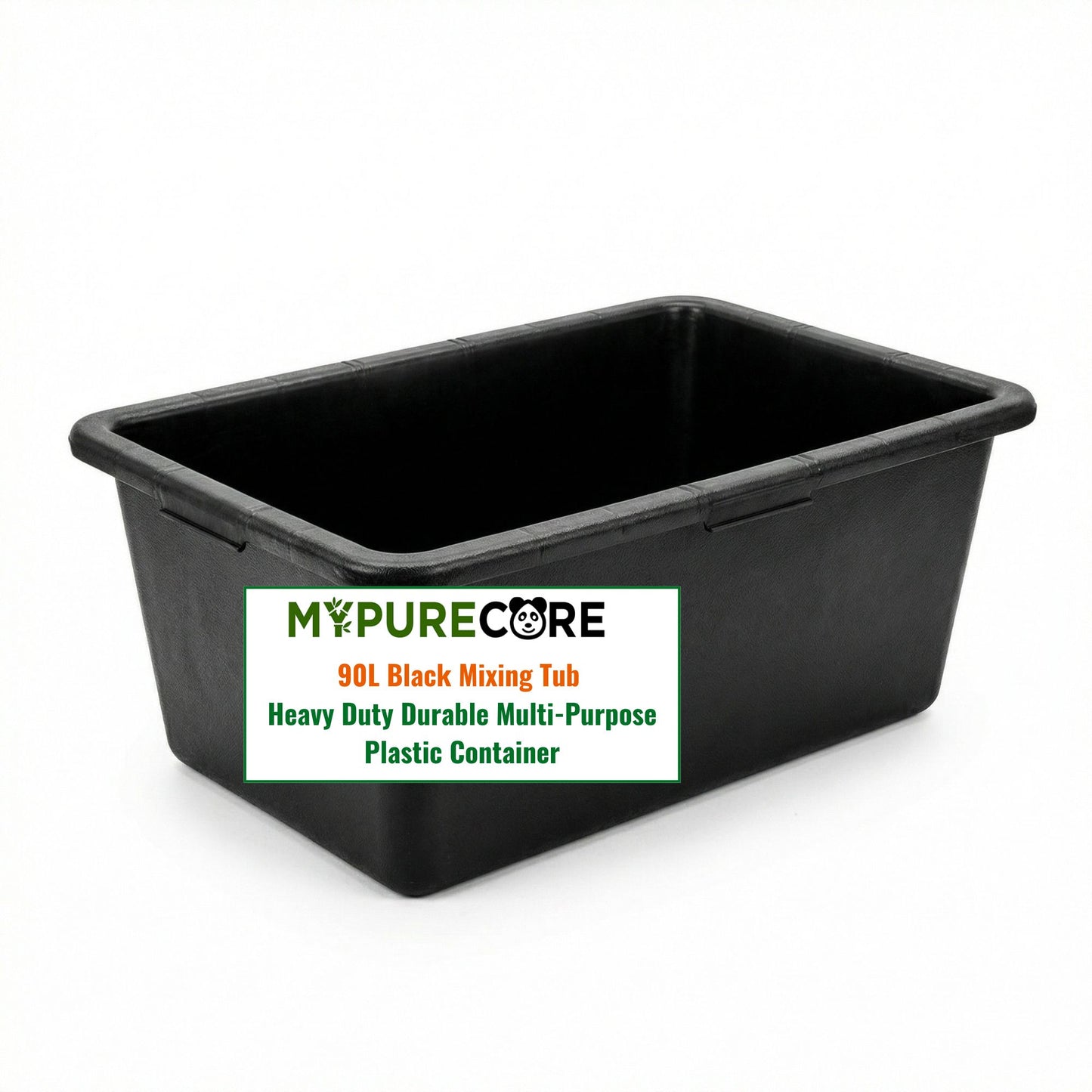Black Mixing Tub Heavy Duty Rectangular Plastic Utility Container for Mortar Plaster Gardening Storage DIY Use Durable Multi Purpose Tray for Builders Home Garden Workshop
