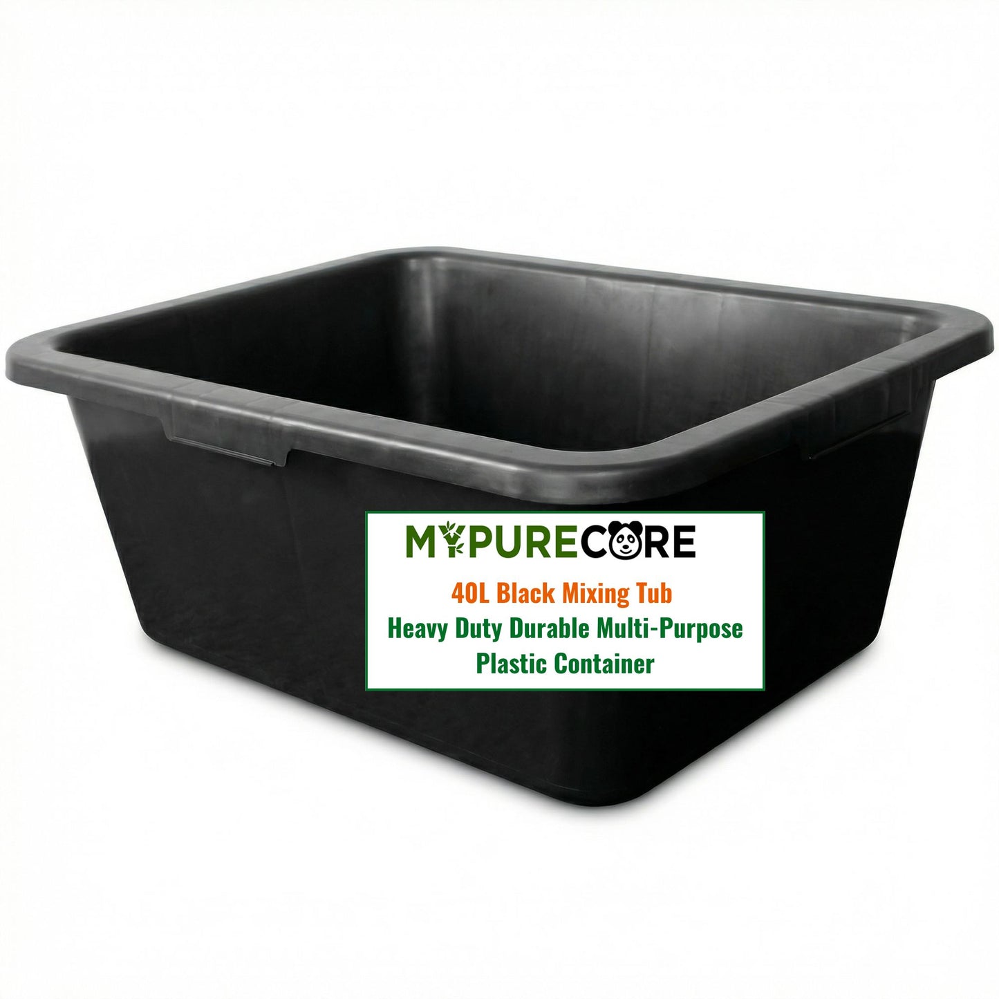 Black Mixing Tub Heavy Duty Rectangular Plastic Utility Container for Mortar Plaster Gardening Storage DIY Use Durable Multi Purpose Tray for Builders Home Garden Workshop