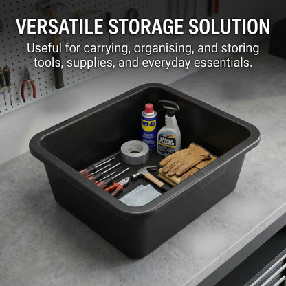Black Mixing Tub Heavy Duty Rectangular Plastic Utility Container for Mortar Plaster Gardening Storage DIY Use Durable Multi Purpose Tray for Builders Home Garden Workshop