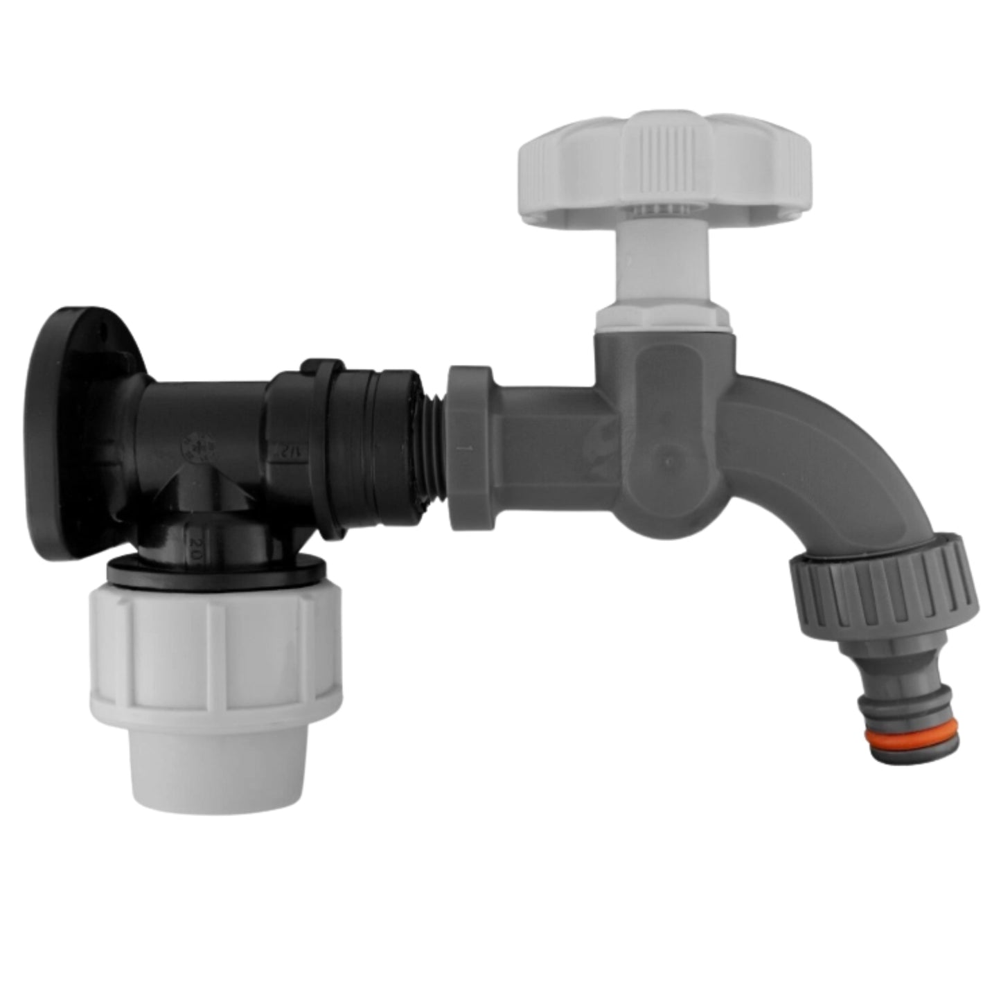 MDPE Wall Flange Plate + Compatible Quick Connect Tap Kits Fitting 20mm/25mm