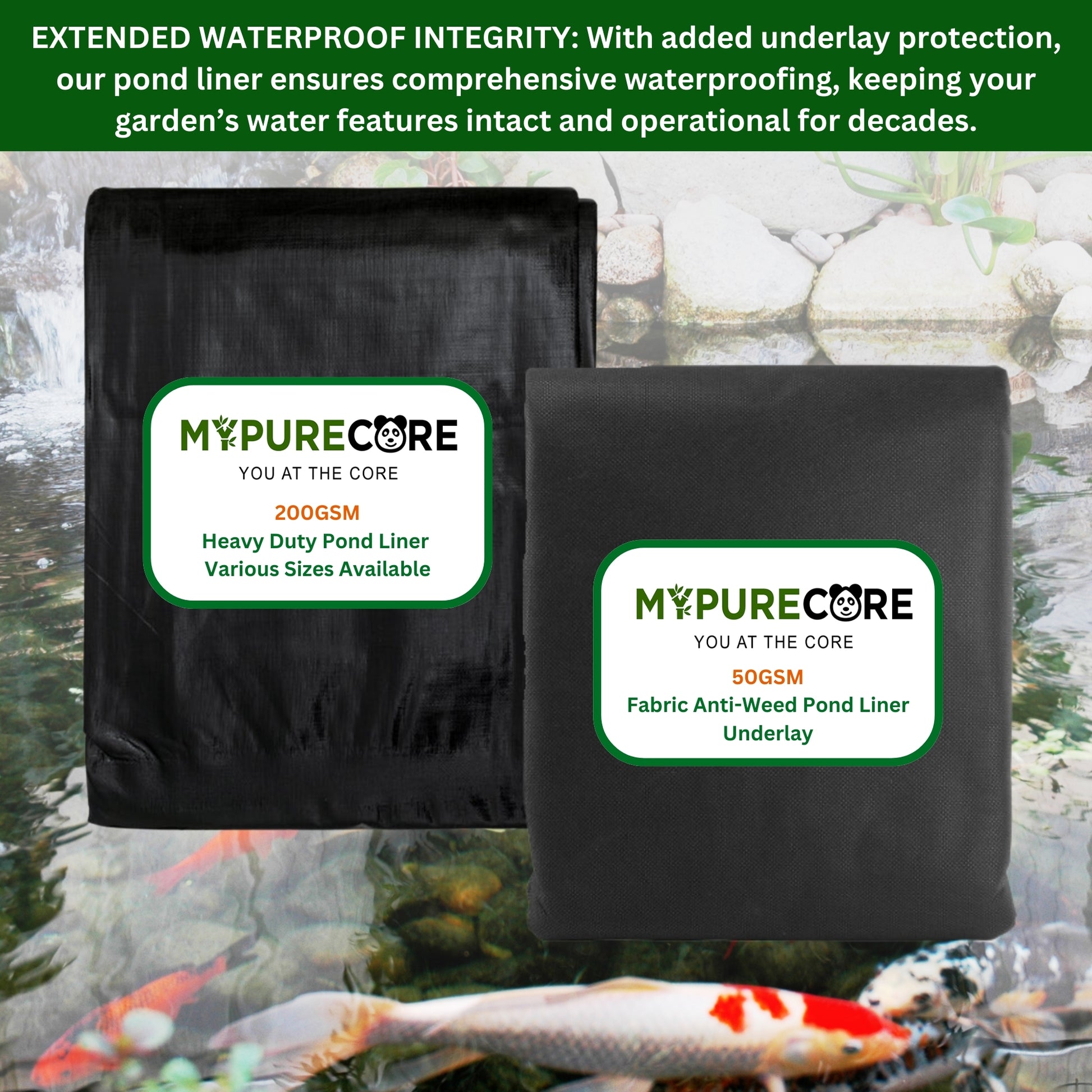 Pond Liner & Underlay Set – HDPE Material, UV & Tear Resistant, Waterproof - Perfect for Small to Large Water Gardens, Wildlife Ponds, and Decorative Features