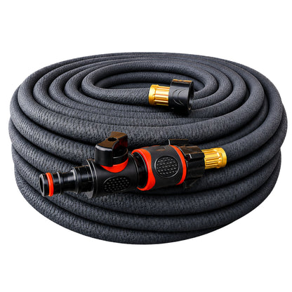Porous Soaker Hose Irrigation Kit with Flow Control Valve | Flexible Garden Watering Hose Root Irrigation System | 7.5m - 30m