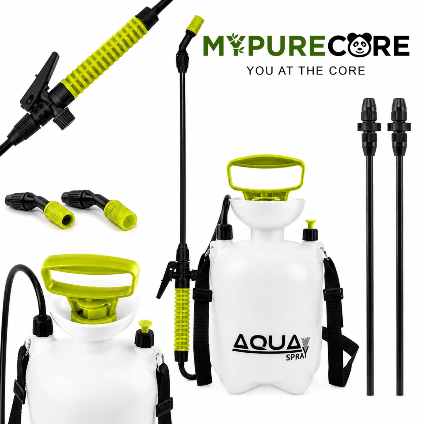 Pressure Sprayer 3L Garden Spray Bottle with Adjustable Telescopic Lance, Round & Flat Nozzles, Shoulder Strap for Plants & Weed Control