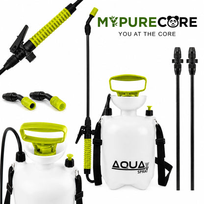 Pressure Sprayer 3L Garden Spray Bottle with Adjustable Telescopic Lance, Round & Flat Nozzles, Shoulder Strap for Plants & Weed Control