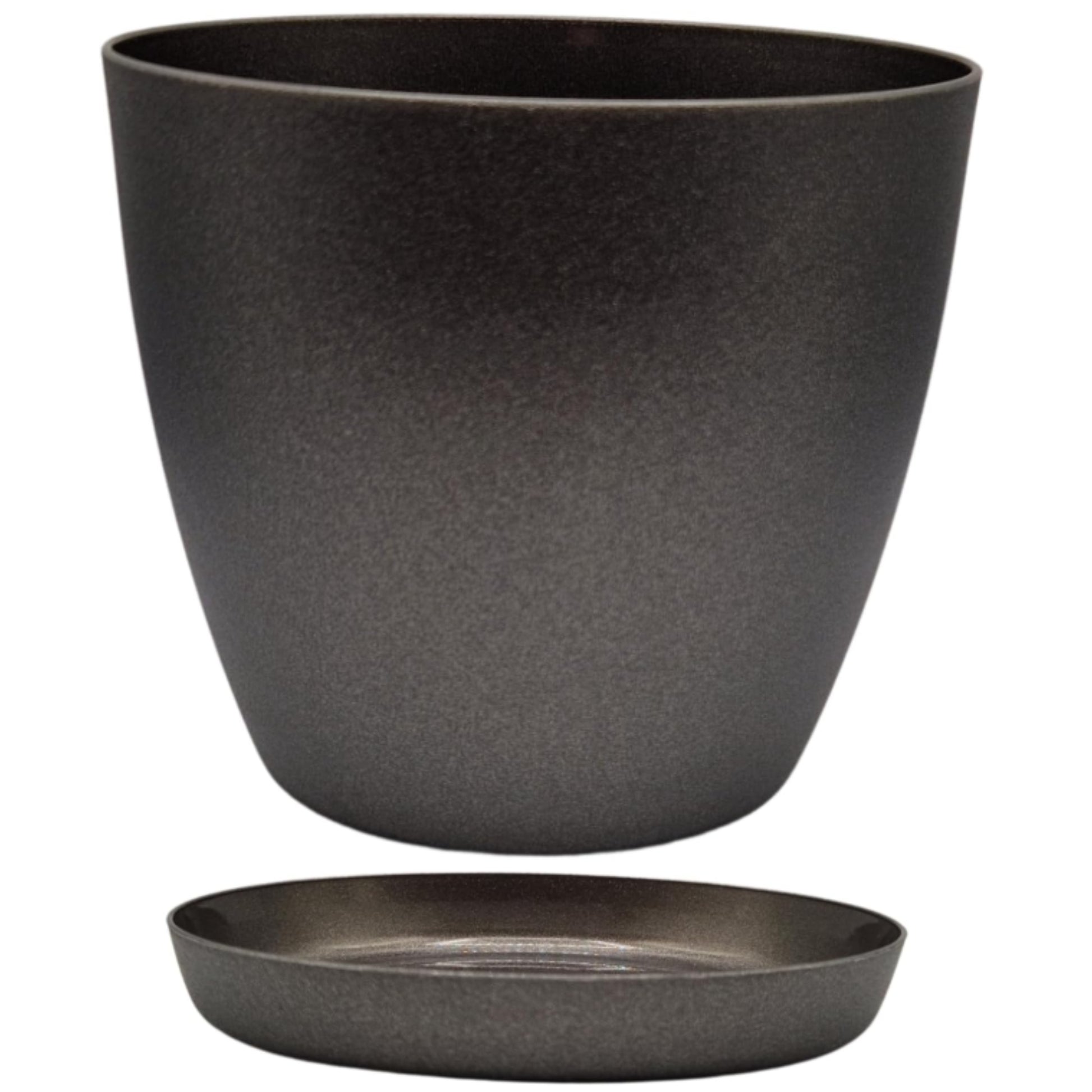 Elegant Graphite 30cm Plant Pot with Saucer – Modern Matte Finish Indoor & Outdoor Flower Planter for Houseplants, Herbs & Succulents – Durable Plastic Decorative Garden Pot
