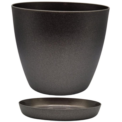 Elegant Graphite 30cm Plant Pot with Saucer – Modern Matte Finish Indoor & Outdoor Flower Planter for Houseplants, Herbs & Succulents – Durable Plastic Decorative Garden Pot
