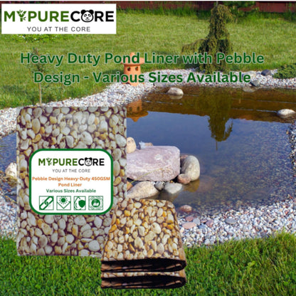Heavy-Duty 450GSM Pond Liner - Premium HDPE Liner with Pebble Design for Ponds, Waterfalls & Fountains – UV & Tear Resistant – Various Sizes Available