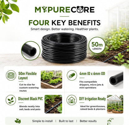 Micro Irrigation Water Pipe Tube – 50m Black Micro Tube 4mm / 6mm – Premium Hose for Garden Watering Systems